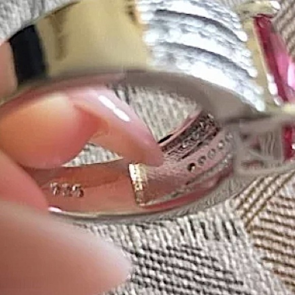 Sterling Silver Cubic Zircon Ruby Hollow Out Ring - Picture 9 of 9